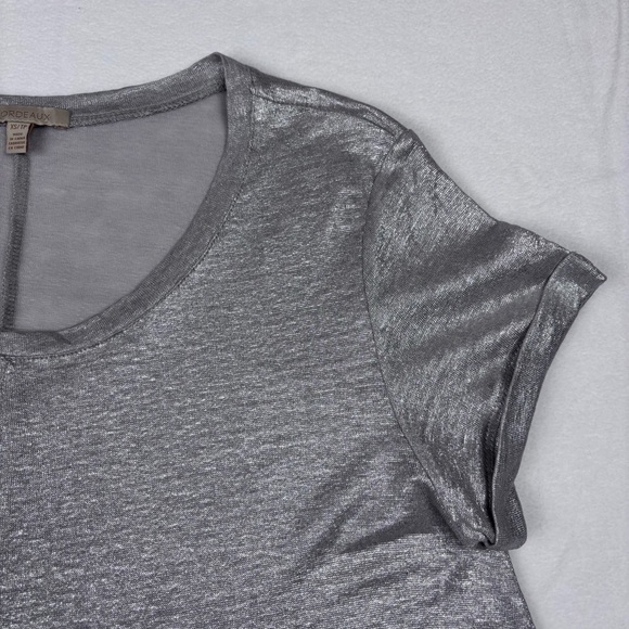 BORDEAUX Anthropologie Women’s XS Silver Metallic Swing Dress Tunic A-Line Top - Picture 6 of 13